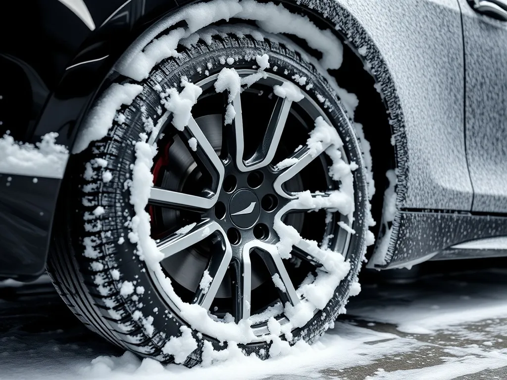 Close up of a professional car wash with thick snow foam cov